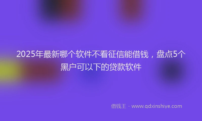 2025年最新哪个软件不看征信能借钱，盘点5个黑户可以下的贷款软件