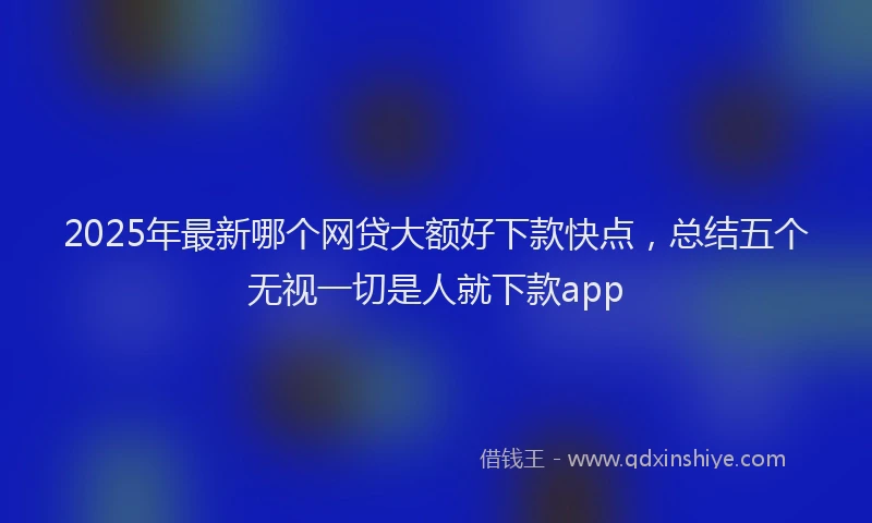 2025年最新哪个网贷大额好下款快点，总结五个无视一切是人就下款app