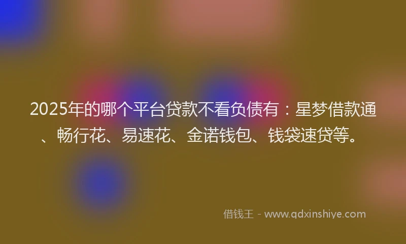 2025年的哪个平台贷款不看负债有：星梦借款通、畅行花、易速花、金诺钱包、钱袋速贷等。