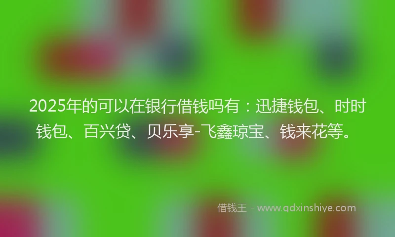 2025年的可以在银行借钱吗有：迅捷钱包、时时钱包、百兴贷、贝乐享-飞鑫琼宝、钱来花等。
