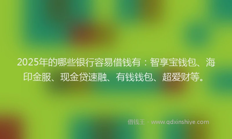 2025年的哪些银行容易借钱有：智享宝钱包、海印金服、现金贷速融、有钱钱包、超爱财等。