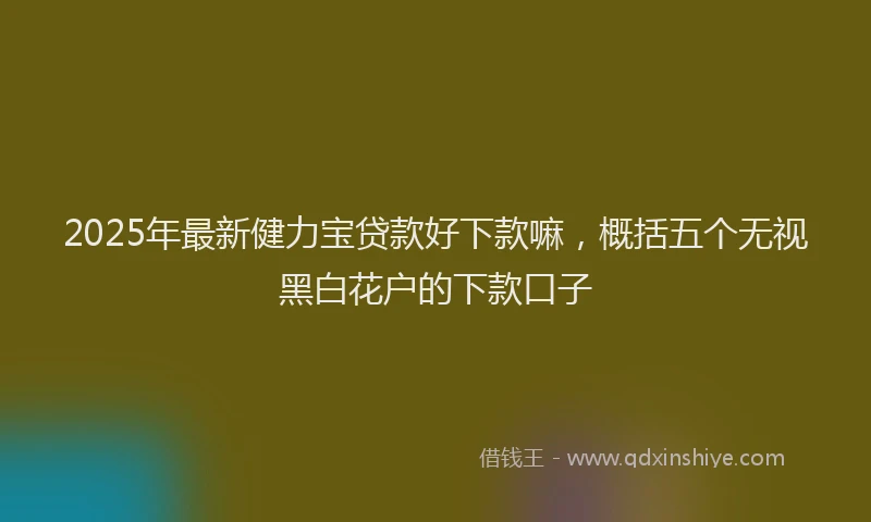 2025年最新健力宝贷款好下款嘛，概括五个无视黑白花户的下款口子