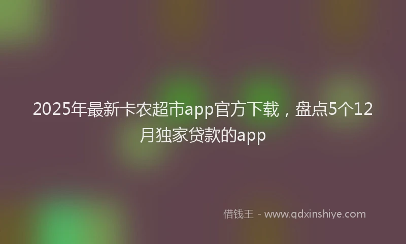 2025年最新卡农超市app官方下载，盘点5个12月独家贷款的app