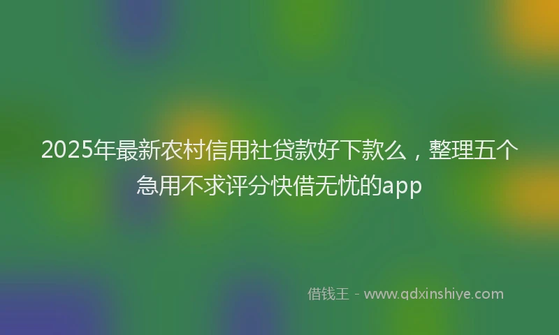 2025年最新农村信用社贷款好下款么，整理五个急用不求评分快借无忧的app