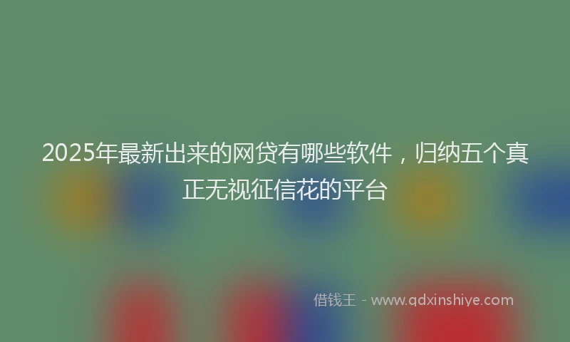 2025年最新出来的网贷有哪些软件，归纳五个真正无视征信花的平台