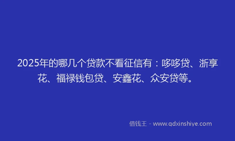 2025年的哪几个贷款不看征信有：哆哆贷、浙享花、福禄钱包贷、安鑫花、众安贷等。