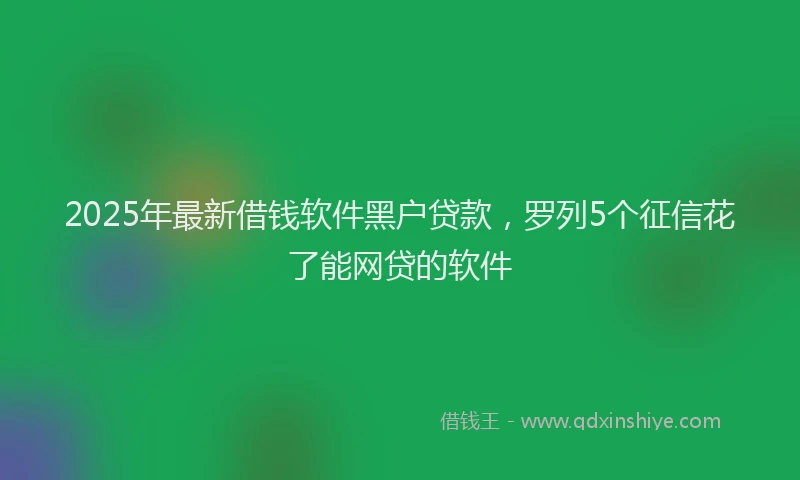 2025年最新借钱软件黑户贷款，罗列5个征信花了能网贷的软件