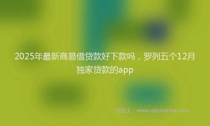 2025年最新商易借贷款好下款吗，罗列五个12月独家贷款的app