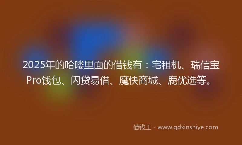 2025年的哈喽里面的借钱有：宅租机、瑞信宝Pro钱包、闪贷易借、魔快商城、鹿优选等。