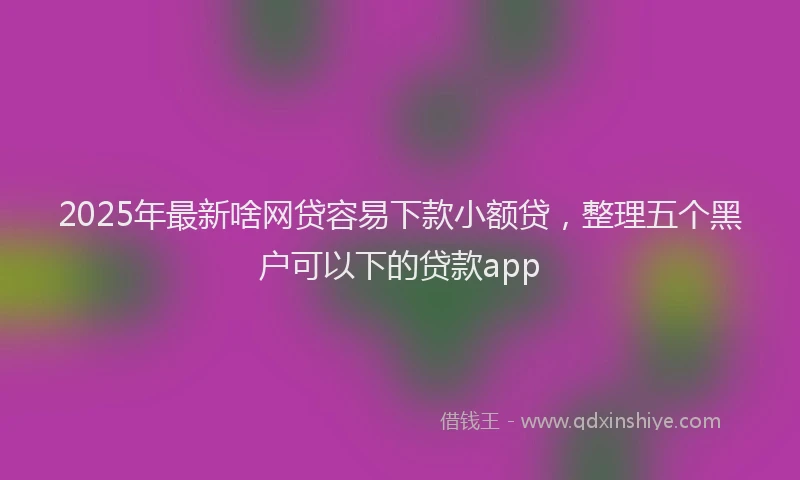 2025年最新啥网贷容易下款小额贷，整理五个黑户可以下的贷款app