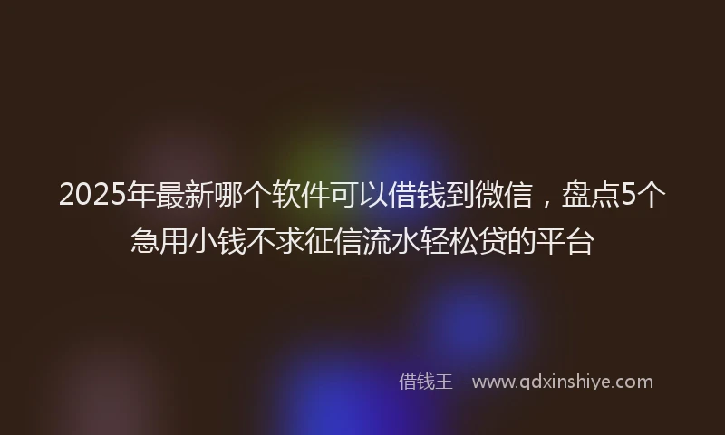 2025年最新哪个软件可以借钱到微信，盘点5个急用小钱不求征信流水轻松贷的平台