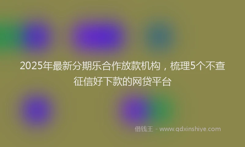 2025年最新分期乐合作放款机构，梳理5个不查征信好下款的网贷平台