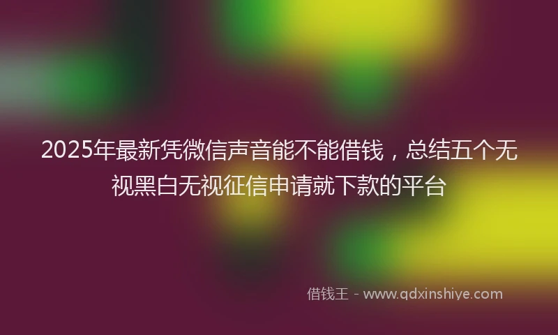 2025年最新凭微信声音能不能借钱，总结五个无视黑白无视征信申请就下款的平台