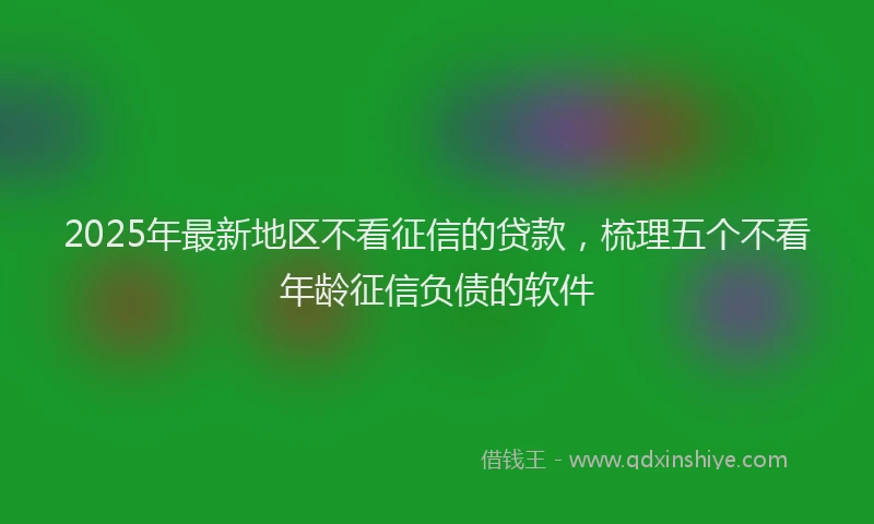 2025年最新地区不看征信的贷款，梳理五个不看年龄征信负债的软件