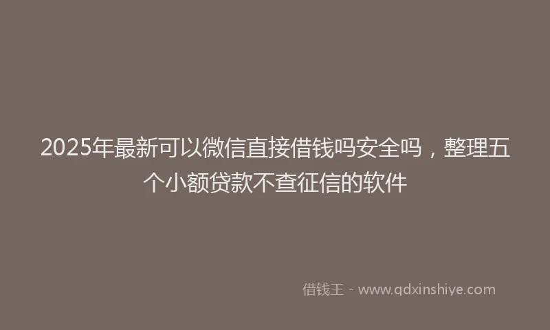 2025年最新可以微信直接借钱吗安全吗，整理五个小额贷款不查征信的软件