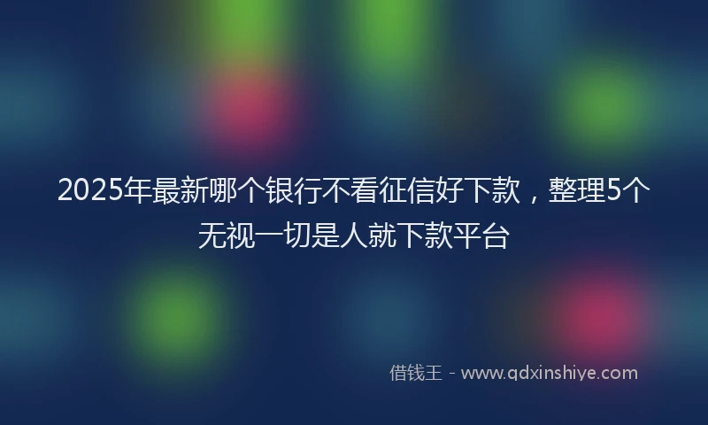 2025年最新哪个银行不看征信好下款，整理5个无视一切是人就下款平台