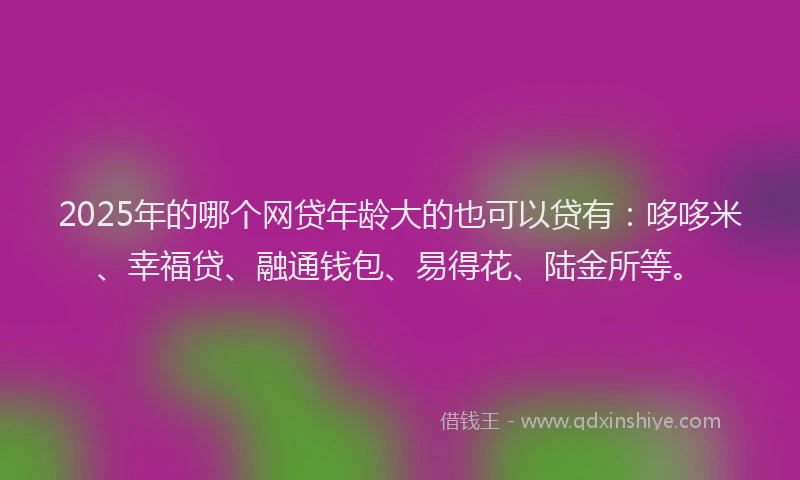 2025年的哪个网贷年龄大的也可以贷有：哆哆米、幸福贷、融通钱包、易得花、陆金所等。