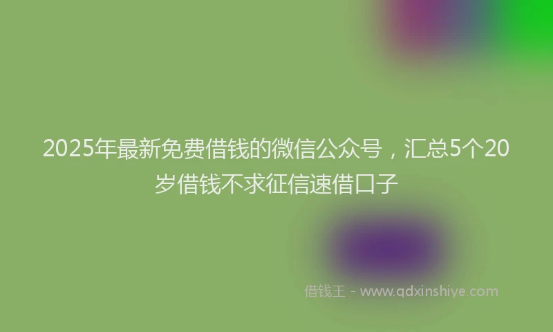 2025年最新免费借钱的微信公众号，汇总5个20岁借钱不求征信速借口子