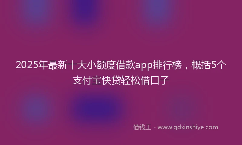 2025年最新十大小额度借款app排行榜，概括5个支付宝快贷轻松借口子