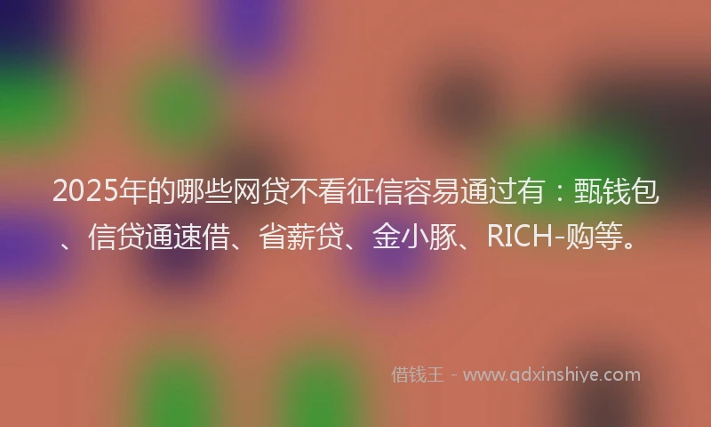 2025年的哪些网贷不看征信容易通过有：甄钱包、信贷通速借、省薪贷、金小豚、RICH-购等。