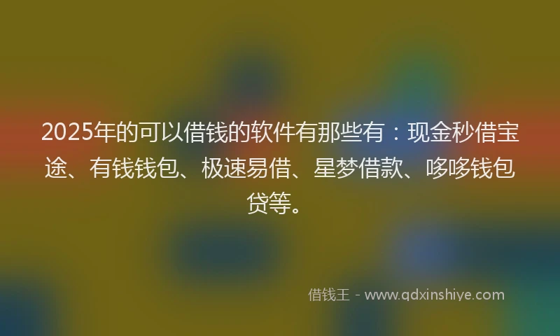 2025年的可以借钱的软件有那些有：现金秒借宝途、有钱钱包、极速易借、星梦借款、哆哆钱包贷等。