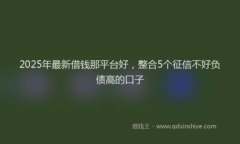 2025年最新借钱那平台好，整合5个征信不好负债高的口子