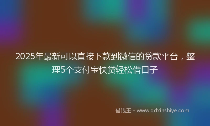 2025年最新可以直接下款到微信的贷款平台，整理5个支付宝快贷轻松借口子