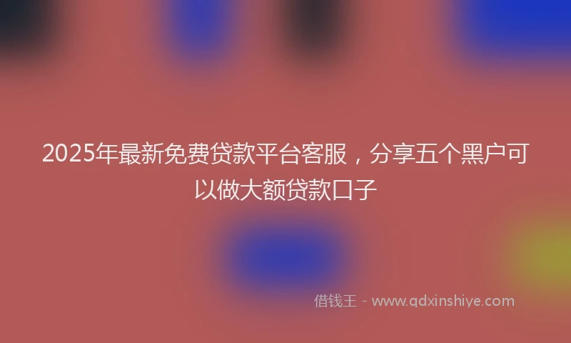 2025年最新免费贷款平台客服，分享五个黑户可以做大额贷款口子
