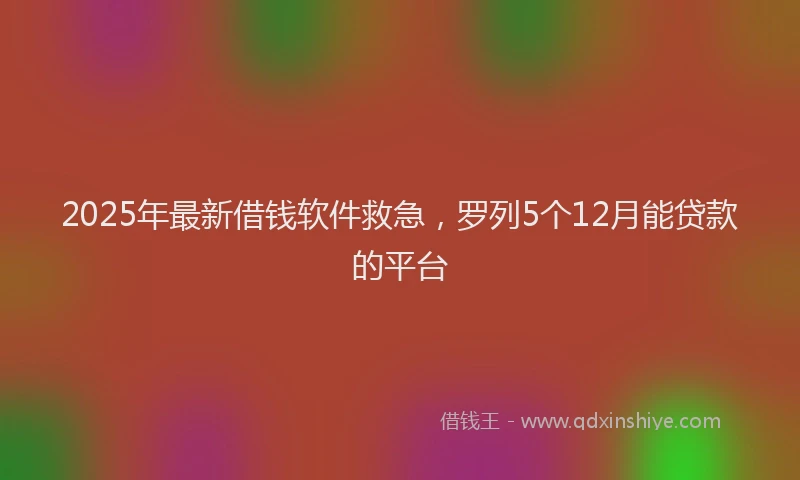 2025年最新借钱软件救急，罗列5个12月能贷款的平台