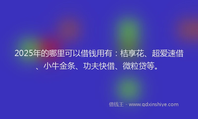 2025年的哪里可以借钱用有：桔享花、超爱速借、小牛金条、功夫快借、微粒贷等。