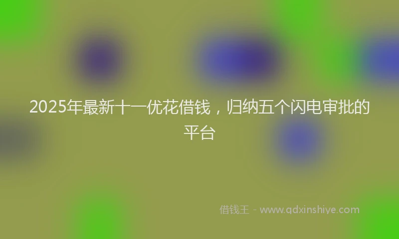 2025年最新十一优花借钱，归纳五个闪电审批的平台