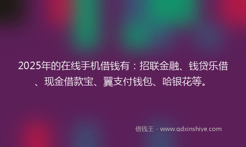 2025年的在线手机借钱有：招联金融、钱贷乐借、现金借款宝、翼支付钱包、哈银花等。