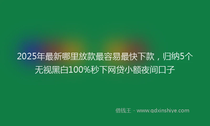 2025年最新哪里放款最容易最快下款，归纳5个无视黑白100%秒下网贷小额夜间口子