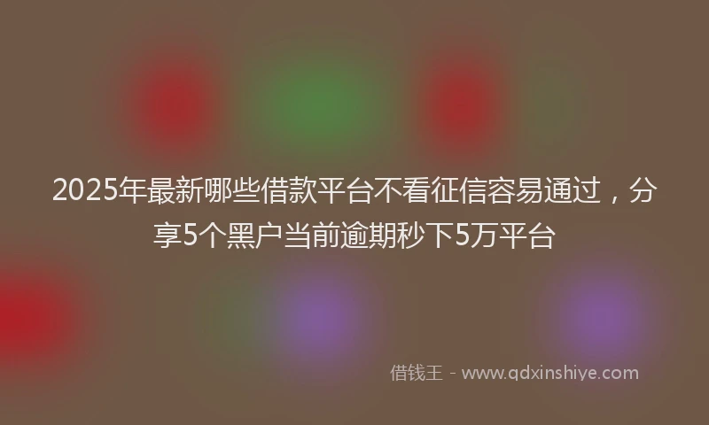 2025年最新哪些借款平台不看征信容易通过，分享5个黑户当前逾期秒下5万平台