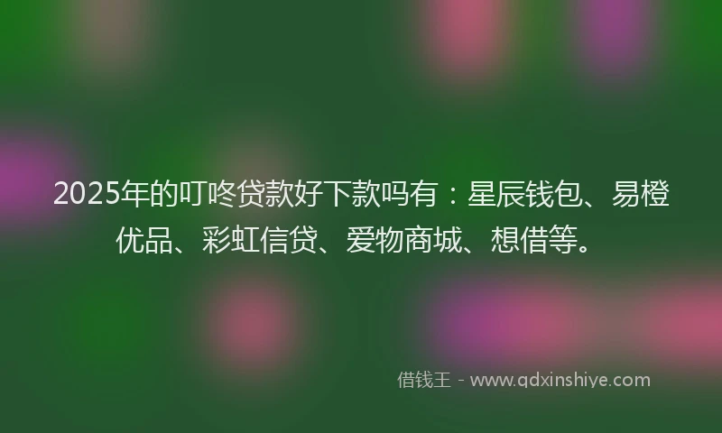 2025年的叮咚贷款好下款吗有：星辰钱包、易橙优品、彩虹信贷、爱物商城、想借等。