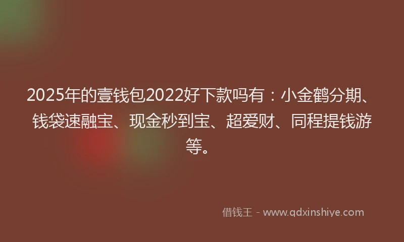 2025年的壹钱包2022好下款吗有：小金鹤分期、钱袋速融宝、现金秒到宝、超爱财、同程提钱游等。