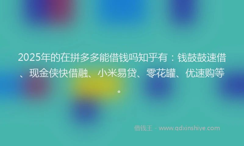 2025年的在拼多多能借钱吗知乎有：钱鼓鼓速借、现金侠快借融、小米易贷、零花罐、优速购等。