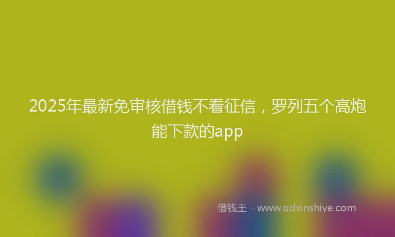 2025年最新免审核借钱不看征信，罗列五个高炮能下款的app