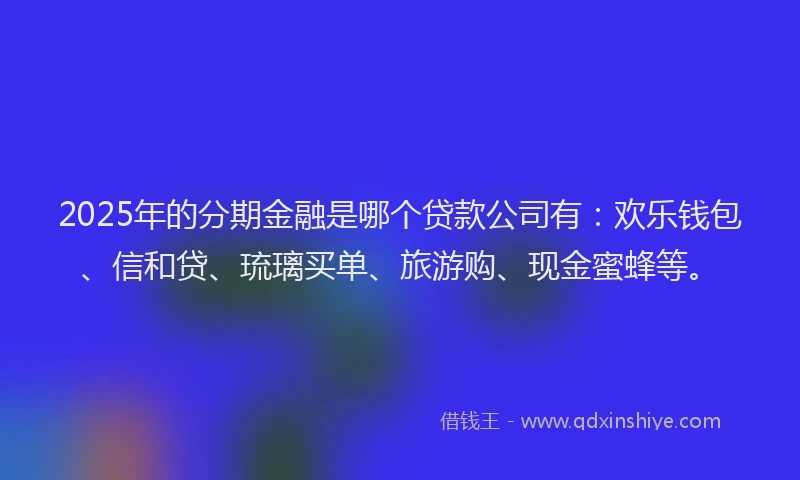 2025年的分期金融是哪个贷款公司有：欢乐钱包、信和贷、琉璃买单、旅游购、现金蜜蜂等。