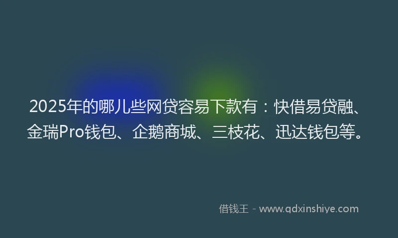 2025年的哪儿些网贷容易下款有：快借易贷融、金瑞Pro钱包、企鹅商城、三枝花、迅达钱包等。