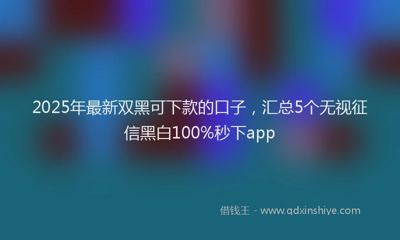 2025年最新双黑可下款的口子，汇总5个无视征信黑白100%秒下app