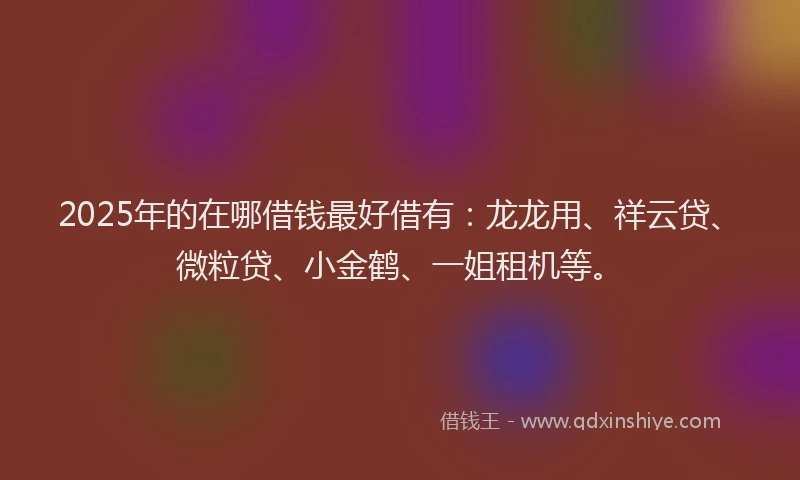 2025年的在哪借钱最好借有：龙龙用、祥云贷、微粒贷、小金鹤、一姐租机等。
