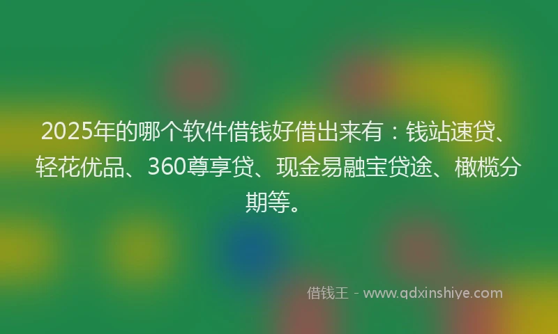 2025年的哪个软件借钱好借出来有：钱站速贷、轻花优品、360尊享贷、现金易融宝贷途、橄榄分期等。