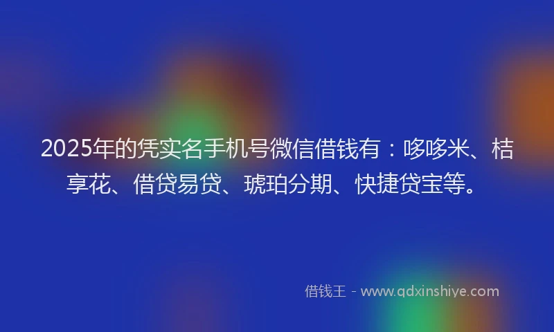 2025年的凭实名手机号微信借钱有：哆哆米、桔享花、借贷易贷、琥珀分期、快捷贷宝等。