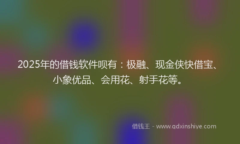 2025年的借钱软件呗有：极融、现金侠快借宝、小象优品、会用花、射手花等。