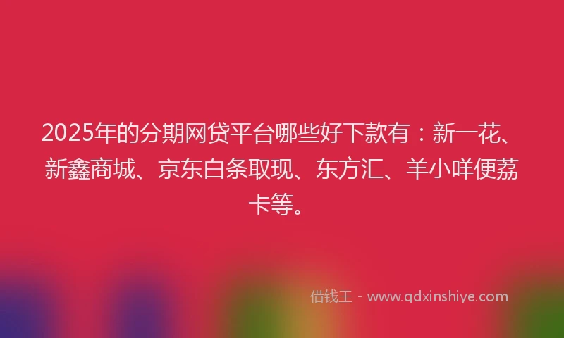 2025年的分期网贷平台哪些好下款有：新一花、新鑫商城、京东白条取现、东方汇、羊小咩便荔卡等。
