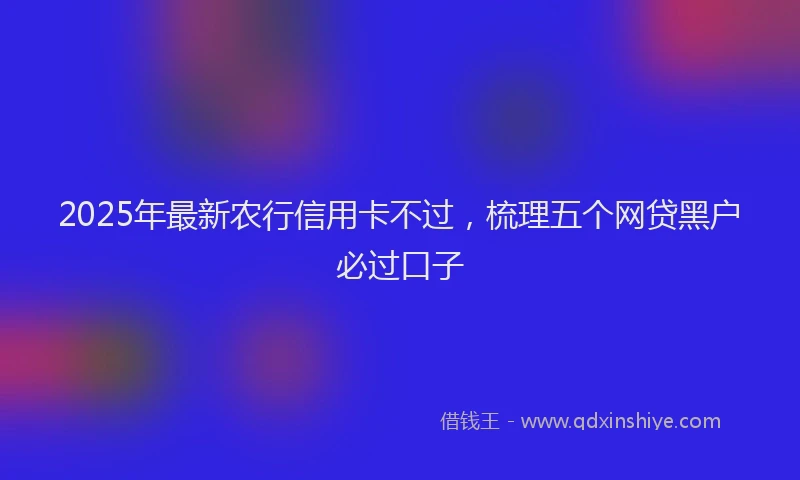 2025年最新农行信用卡不过，梳理五个网贷黑户必过口子