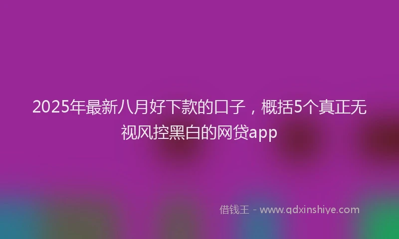 2025年最新八月好下款的口子，概括5个真正无视风控黑白的网贷app