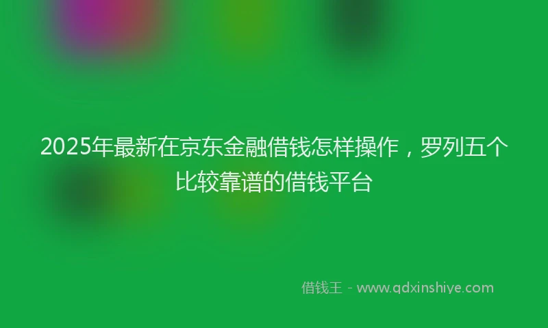 2025年最新在京东金融借钱怎样操作，罗列五个比较靠谱的借钱平台