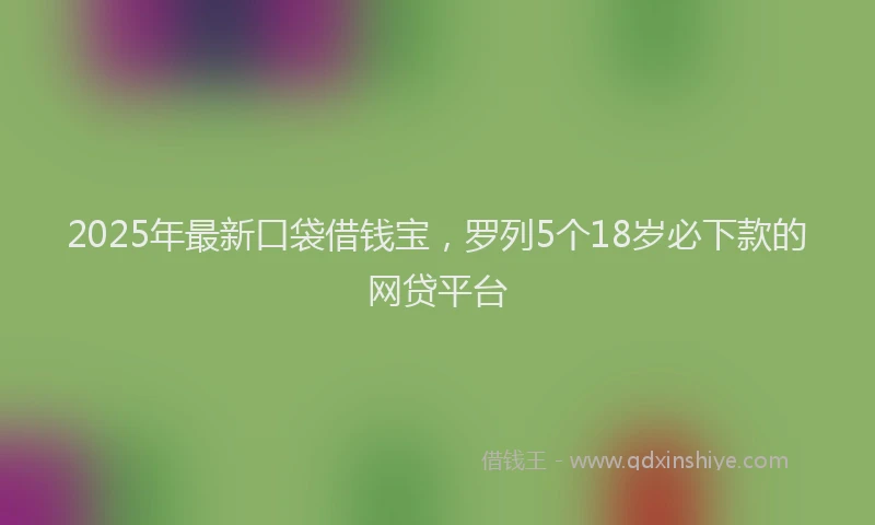2025年最新口袋借钱宝，罗列5个18岁必下款的网贷平台